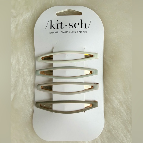 Kitsch Accessories - Kitsch Enamel Snap Clips 4PC Set -Eucalyptus